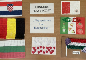 Wystawa prac wykonanych przez dzieci - flagi państw europejskich