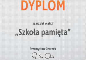 Dyplom z podziękowaniem za udział w akcji